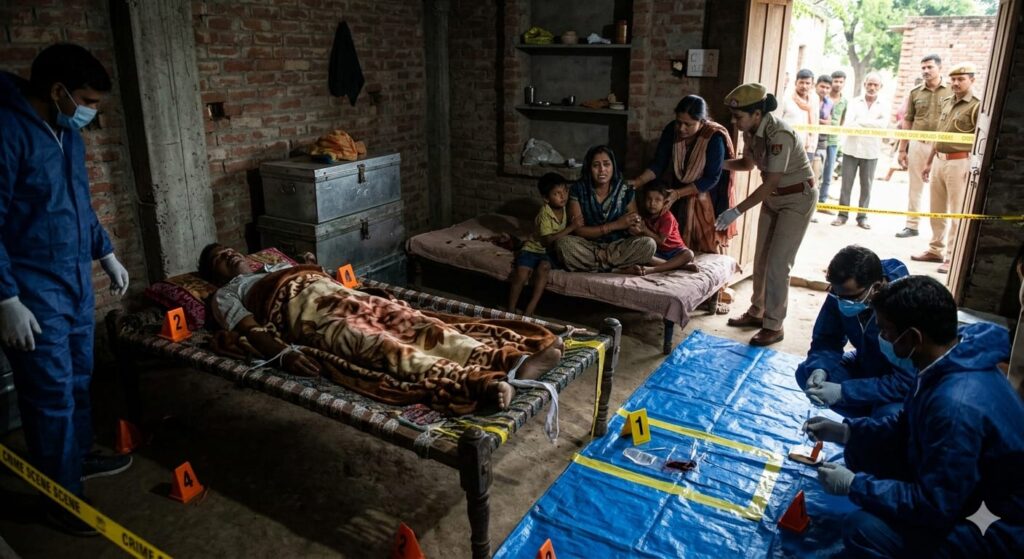अमरोहा में सनसनी: घर में सो रहे मजदूर की हाथ-पैर बांधकर गला रेतकर हत्या, बगल में सोती रही पत्नी और मासूम बच्चे